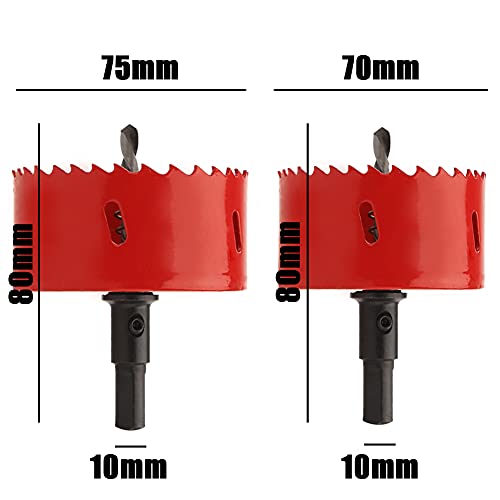 JOHOUSE M42 Bi-Metal Hole Saw, Bi-Metal Hole Cutter for Mental Sheet, Plastic, Wood with Open Saw, 70mm&75mm