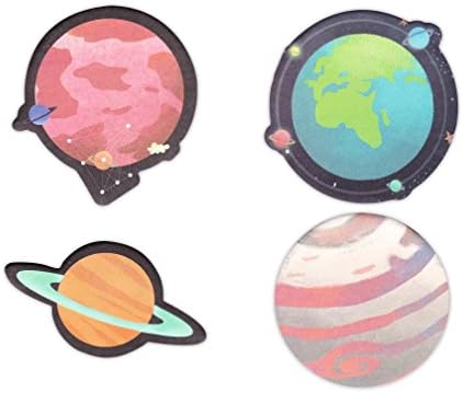 Planet Shaped Self-Stick Notes, Scratch Pads Match for Planners/Notebook/School/Office Stationery, 4 Pads/Pack, 30 Sheets/Pad (Planet)
