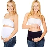 Maternity Fit, Bamboo Belly Band with Waist Extenders for All Stages of Pregnancy, 3-4 items (Small, Black and White)