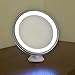 Sanheshun 7X Magnifying Lighted Travel Makeup Mirror,Touch Activated, Locking Suction Mount, Battery Operated, Round