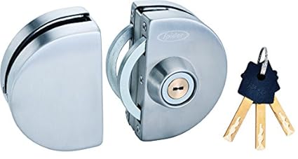 Spider Glass Door Lock Semi Circle Lock with SS Finish , One Side Knob & one Side Key( GDL01R)