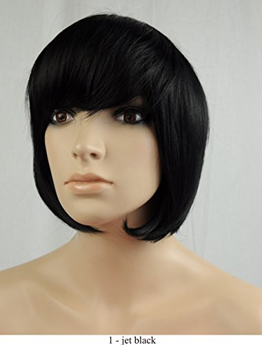 12" Human Hair Blend Natural Wig (LUCY) (1 - jet black)