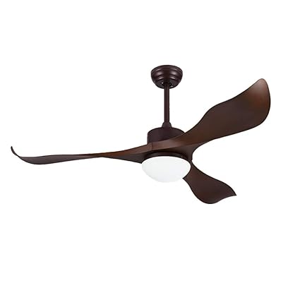 Ceiling Lamp Fan Remote Control Light Fan Brown Plastic Blade