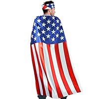 D.Q.Z USA American-Flag Cape for Adults with Bandana Headband Costume Accessory