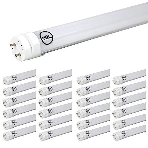 YQL F40T12 T10 T8 Led Tube Bulb Light 4ft 48in 22W(40W-50W Equivalent) 6500K White Frosted Dual-End Powered Ballast Bypass Replacement for Flourescent Tubes Garage Warehouse Factory Shop Light-25 Pack