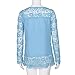 PHOTNO Fashion lace chiffon blouse long sleeve shirt women loose cotton tops t shirts S-XXXXXL (XXL, Light blue)