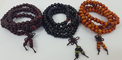 Set of 3 Unisex Sandalwood 6mm Beads Wood 108 Mala Bracelet