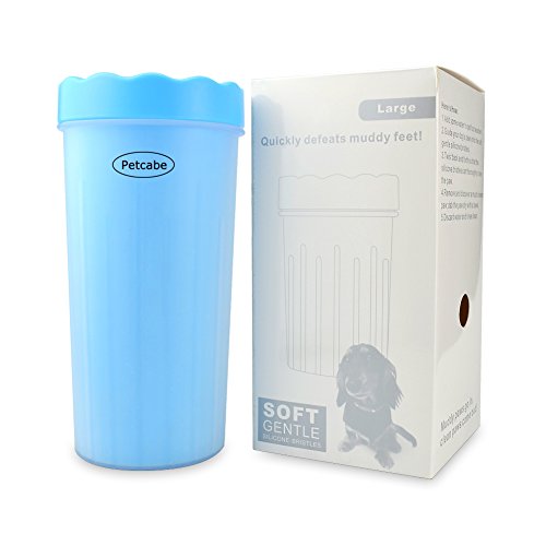 Petcabe Portable Dog Paw Cleaner Pet Cleaning Brush Cup Dog Foot Cleaner (Large-Blue) - Thumbnail 4