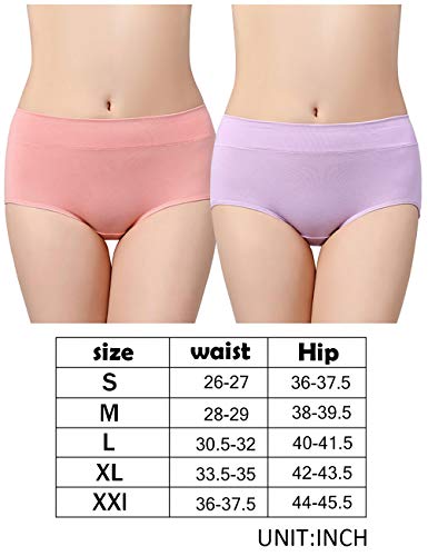 UMMISS Pack of 5 Cotton Underwear Women,Solid Color Cotton Mid Waist Ultra-Soft Panties Briefs for Ladies Female -Multi -XXL