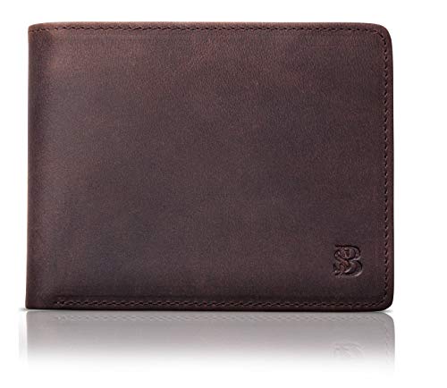 SERMAN BRANDS 2 ID Window Wallet for Men RFID Blocking Leather, Bifold Top Flip, Extra Capacity Trav - coolthings.us