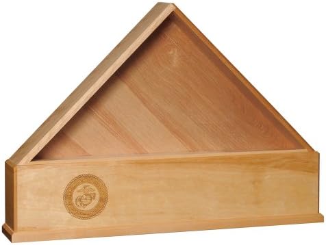 Allied Products Frame Oak U.S. Flag Display Case with Engraved Marine Corps Emblem