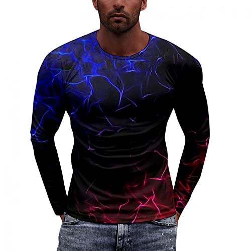 Long Sleeve Shirts for Men,Men's Fashion 3D Printed T-Shirt Tops