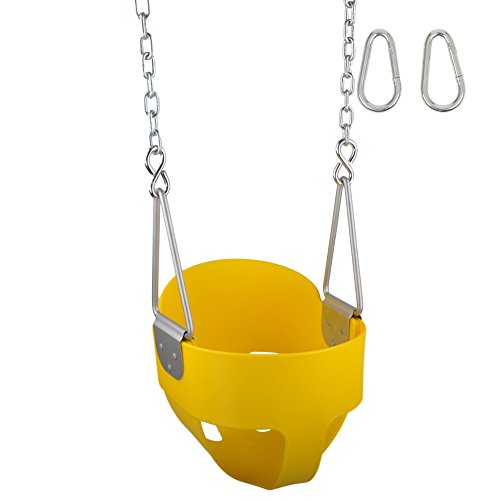 Swing Set Stuff Highback Full Bucket (Yellow) with Chains and Hooks and SSS Logo Sticker
