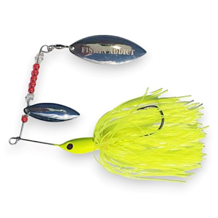 FISHIN ADDICT Spinnerbait Spinner Double Blade | Chartreuse Glow | Pike Perch | 100mm 20g (0.5oz)