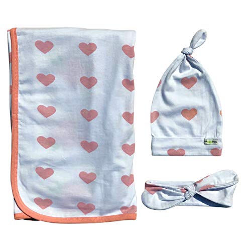 Ziggy Baby Peony & Heart 5 Piece Blanket, Hat and Headband Collection - Thumbnail 4