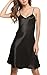 Avidlove Women's Nightshirts Satin Chemises Slip Sleepwear,Black (FBA),Medium