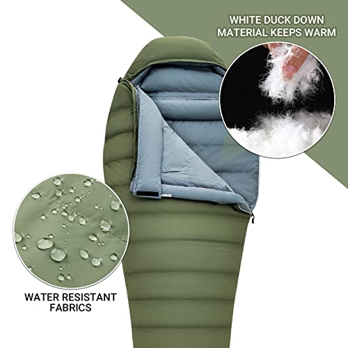 KingCamp Backpacking Sleeping Bag 20 Degree Sleeping Bag Packed with Lightweight 650 Fill Down