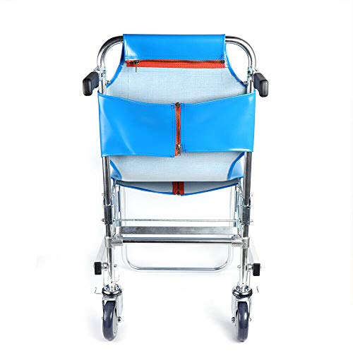 Stair Chair 4 Wheels EMS Stair Chair 70010-BL Ambulance Firefighter Evacuation Medical Lift Stair Chair Emergency Patient Transfer Stair Climbing Wheelchair