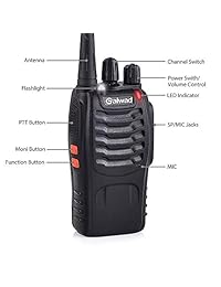 ammiy Baofeng 2 Pcs Walkie Talkies 16 CH señal de banda UHF 400 470 MHz BF-888S 1500 mAh Li-Ion batería Two Way Radio largo alcance auricular de construido en linterna LED recargable con USB Plug