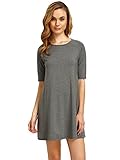ROMWE Women's Short Sleeve Casual Loose Fit T-Shirt Tunic Dress Swing Dress Grey S