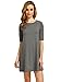 ROMWE Women's Short Sleeve Casual Loose Fit T-Shirt Tunic Dress Swing Dress Grey S