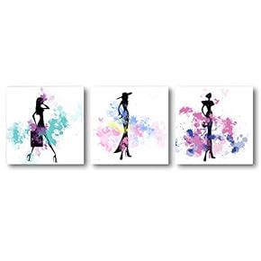 Canvas Wall Art Abstract Elegant People Painting Artwork for Home Prints Framed - 12"x12"x3 Panels
