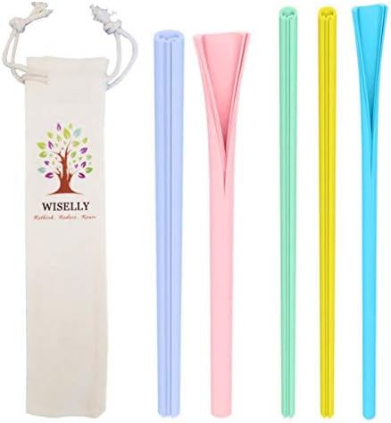 WISELLY Reusable Silicone Openable Straws Easy Clean & Dry NO BRUSH ...