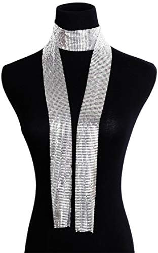 Gabrine Womens Girls Shiny Gradient Colorful Long Collar Necklace Choker Necklace Scarf Wedding Bridal Party Prom