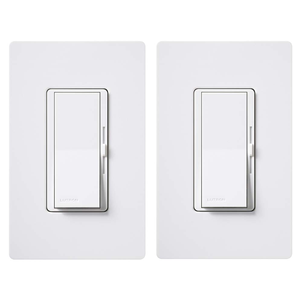 Photo 1 of Lutron Diva LED+ Dimmer Switch for Dimmable LED, Halogen and Incandescent Bulbs, 150W/Single-Pole or 3-Way, White (2-Pack)