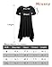 Miusey Irregular Hem, Womens V Neck Short Sleeve Shirts Pleats Handkerchief Hem Tunic Top Blouses MMulticolor Black
