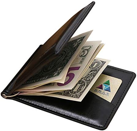 KHGUDS Men'S Leather Money Clip Wallet With Coin Pocket Zipper Bag For Man Portable Magnet Hasp Purse With Card Slot