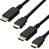 DP to HDMI Cable 6FT (2 Pack), Fosmon [UL Listed] Gold Plated Displayport to HDMI Cable 1080p Full HD for PCs to HDTV, Monitor, Projector with HDMI Port