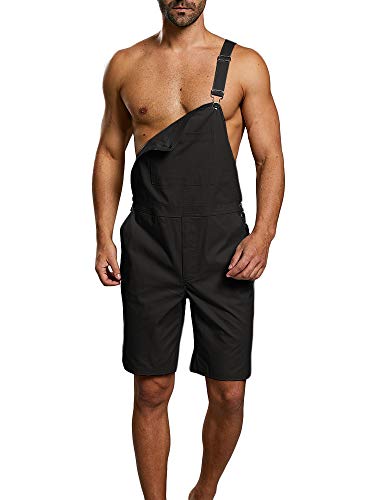Taoliyuan Mens Bib Overalls Shorts Slim Fit Romper Casual Summer Button Dungaree Jumpsuit
