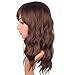 Medium Long Brown Wavy Synthetic Hair Wigs For Black Women Shoulder Length Curly Wigs Heat Resistant Wigs With Free Wig Cap 16 Inches.(Brown-2/30#)