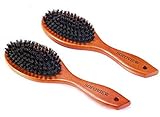 SOFOVIEW 2 Pack Boar Bristle Hair Brush Set for Women,Men and Kids - Natural Wooden Paddle Hair Brushes for Thin,Straight,Short Dry or Wet Hair - Restores Shine and Texture