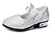 Bumud Little Kids Girls Mary Jane Bow Rhinestone Velcro Walker Ballerina Flat Shoe