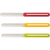 Arcos Paring Knife Set of 3 Pieces 4 Inch Stainless Steel. Colorful Kitchen Knives for Peeling Fruits and Vegetables. Ergonomic Polypropylene Handle. Serie B-Line. Color Orange, Red and Green.