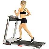 Sunny Health & Fitness Electric Slim Folding Running Treadmill with Wide Belt, Tablet Holder, Speakers, 250 lb Max Weight, No Assembly - Strider, SF-T7718, Gray