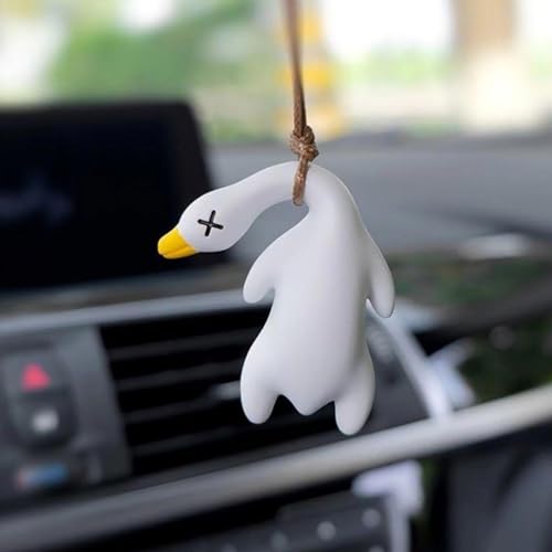 Funny Car Ornaments,On Swing Cars Pendant,Swing Duck Cute Car Decor Gift for Rear View Mirror,Truck Duck Accessories for Men,Dashboard Essentials for Women (A)