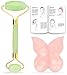 Jade Roller for Face - Rose Quartz Gua Sha Facial Massager Tool - Anti Aging Therapy 100% Natural