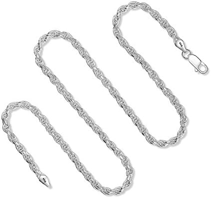925 Sterling Silver Rope Chain 1.5MM-3.5MM For Women & Men 7-36 Inch