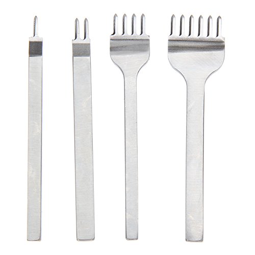 Whitelotous 4mm Set of 4 Leather Tools Hole Punches Stitching Punch Tool 1,2,4,6 Prong