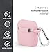 AirPods Case, GMYLE Silicone Protective Shockproof Wireless Charging Airpods Earbuds Case Cover Skin with Keychain Set Compatible for Apple AirPods 2 & 1 – Baby Pink