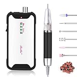 Belle Professional 35000RPM Rechargeable Nail Drill Portable Electric Nail File Manicure Pedicure Machine for Acrylic Gel Nails (White)