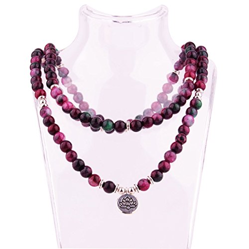 GVUSMIL 108 Mala Beads Wrap Bracelets Charm Natural Gemstone Colorful Mala Bead Bracelet