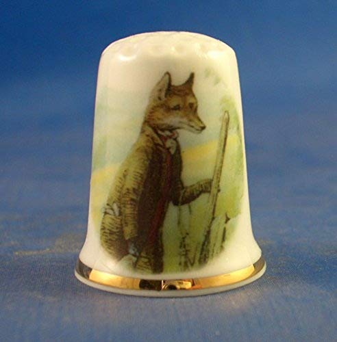 Porcelain China Collectable Thimble -- Beatrix Potter Mr Tod with Free Gift Box