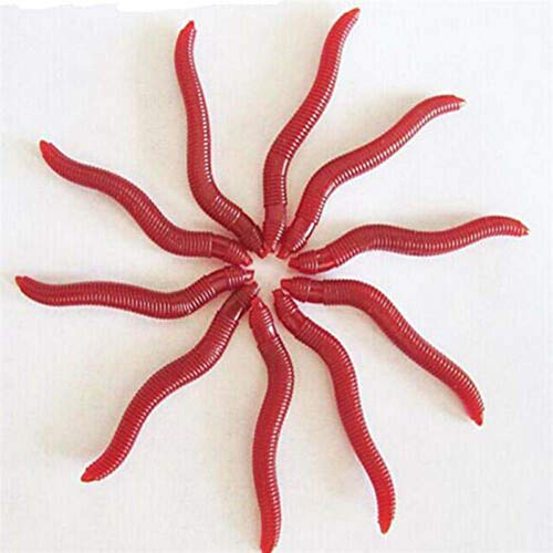 Porfeet Angelköder, 50 Stück Gummi Künstlicher Lebensechter Regenwurm Wurm Weiche Köder Angelköder Tackle – Bild 7