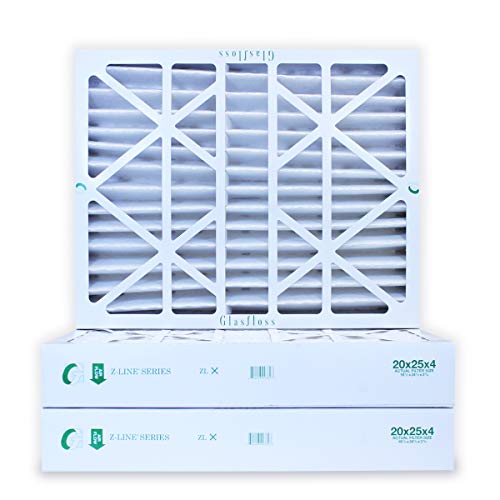 20x25x4 Air Filter MERV 10 by Glasfloss Industries Z-Line Series Pleated Filter (3-Pack) ZLP20254 - Removes Dust, Pollen and Many Other Allergens - Made in USA