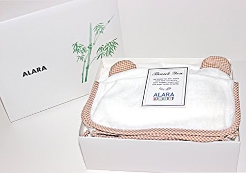 Alara Baby Luxury Hooded Towel and WashCloth Gift Set | Organic Bamboo Baby Towels with Hood 3x Thick &amp; Soft | Baby Bath Towels with Hood for Babies and Toddlers | Unisex | For Boys &amp; Girls