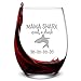 Baby Mama Shark Etched Wine Glass - Stemless Novelty Wine Glass for Women with Sayings - Funny Shark Gifts & Cup Accessories for Mom Mother Friends